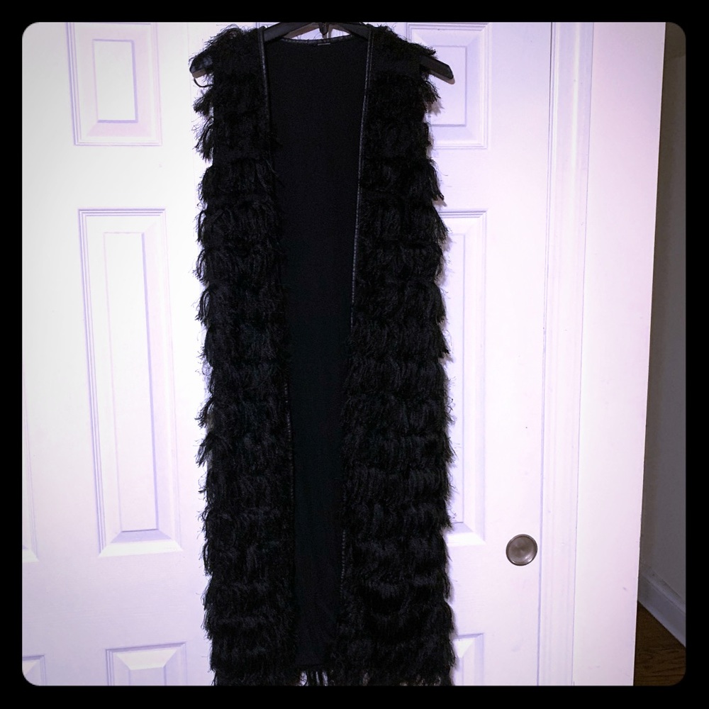 Furry long vest/ sleeveless cardigan